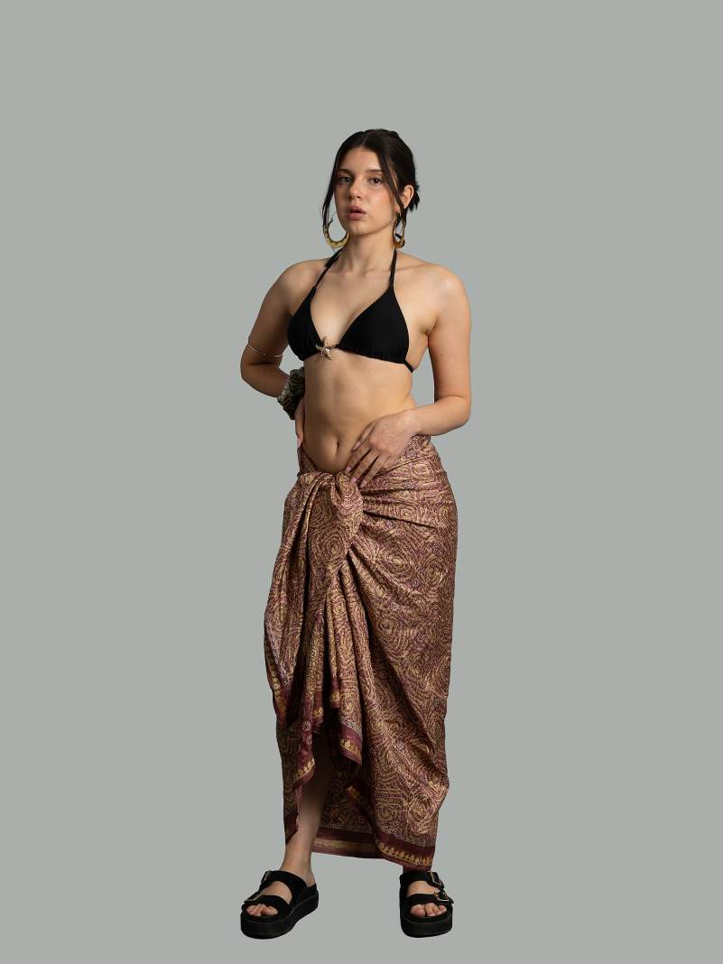 Pareo rosa e beige - Sari vintage