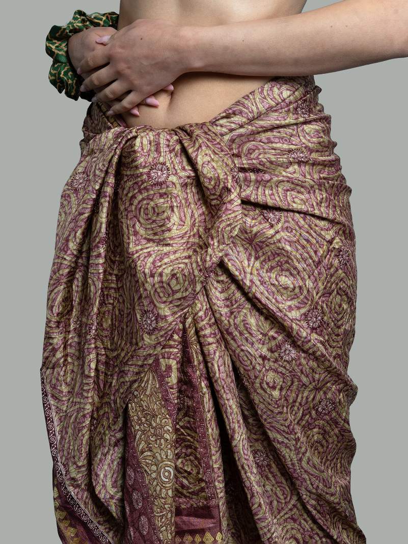 Pareo rosa e beige - Sari vintage