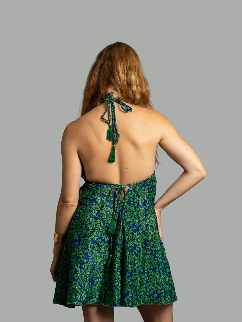 Abito corto blu e verde - Mandala