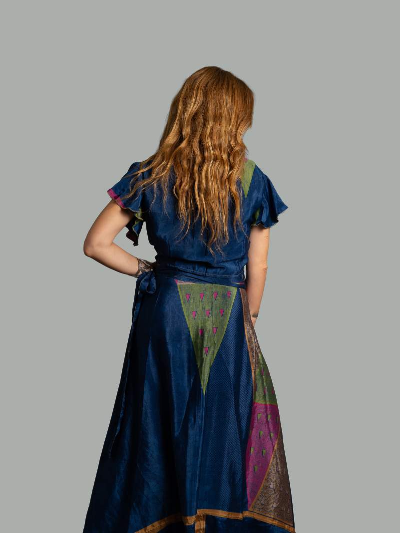 Wrap top e Gonna a Portafoglio blu notte - Manali
