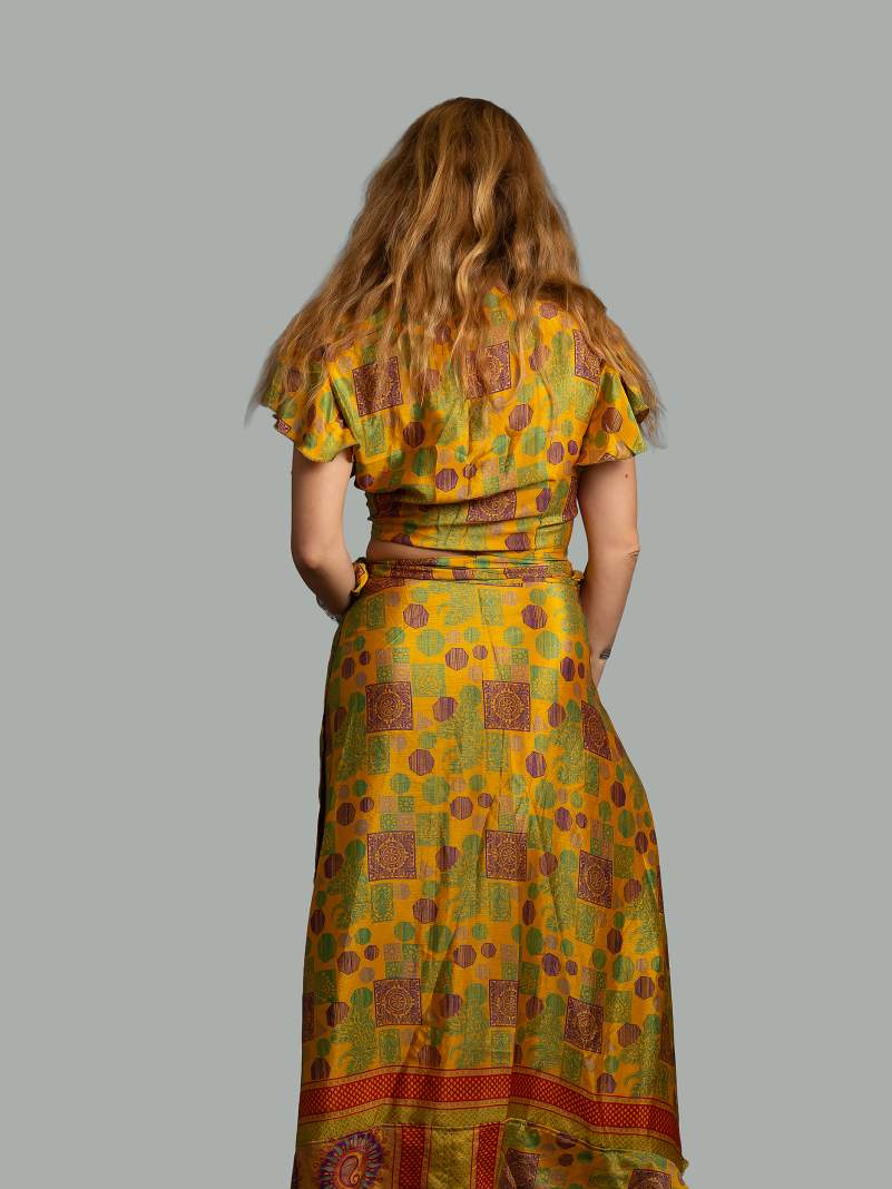 Wrap top e Gonna a Portafoglio giallo - Manali