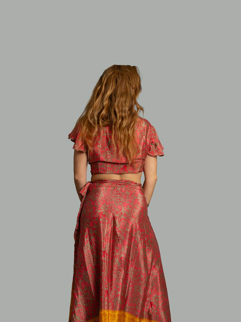 Wrap top e Gonna a Portafoglio rosa - Manali