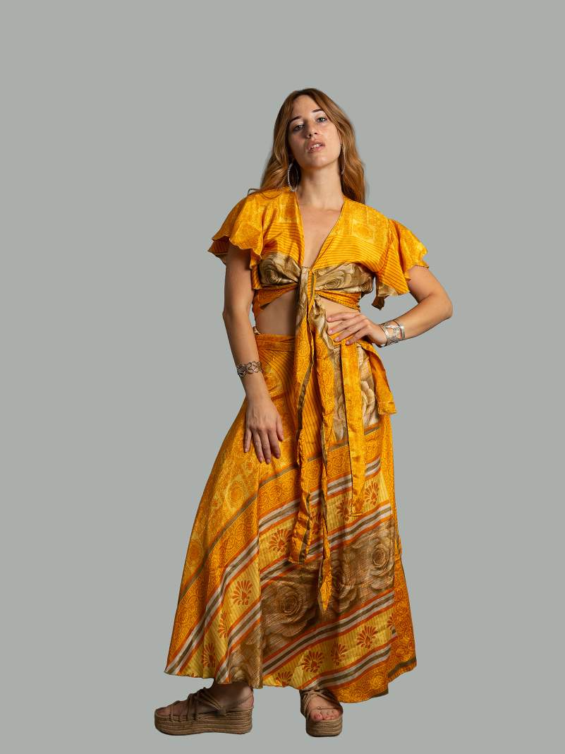 Wrap top e Gonna a Portafoglio giallo - Manali