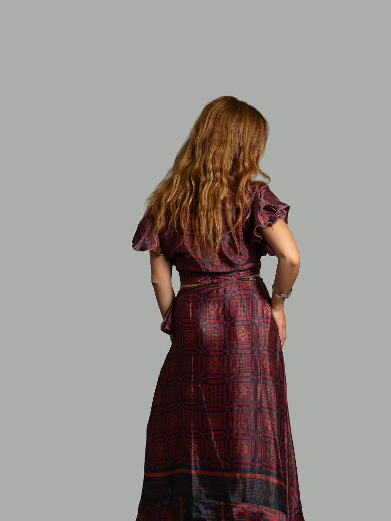 Wrap top e Gonna a Portafoglio blu notte - Manali