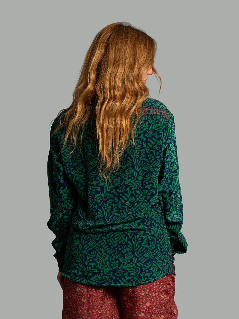 Camicia S/M blu e verde