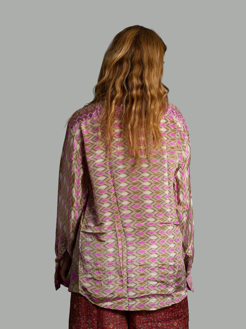 Camicia LXL rosa e ocra