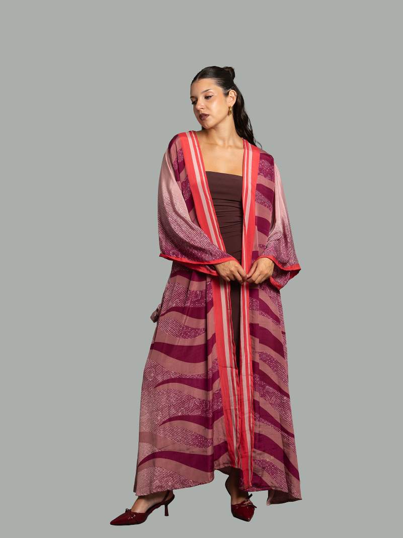 Kimono aperto ciliegia - Gujarat