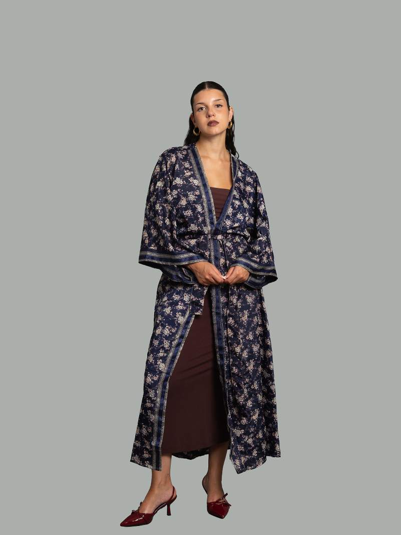 Kimono aperto blu notte - Gujarat