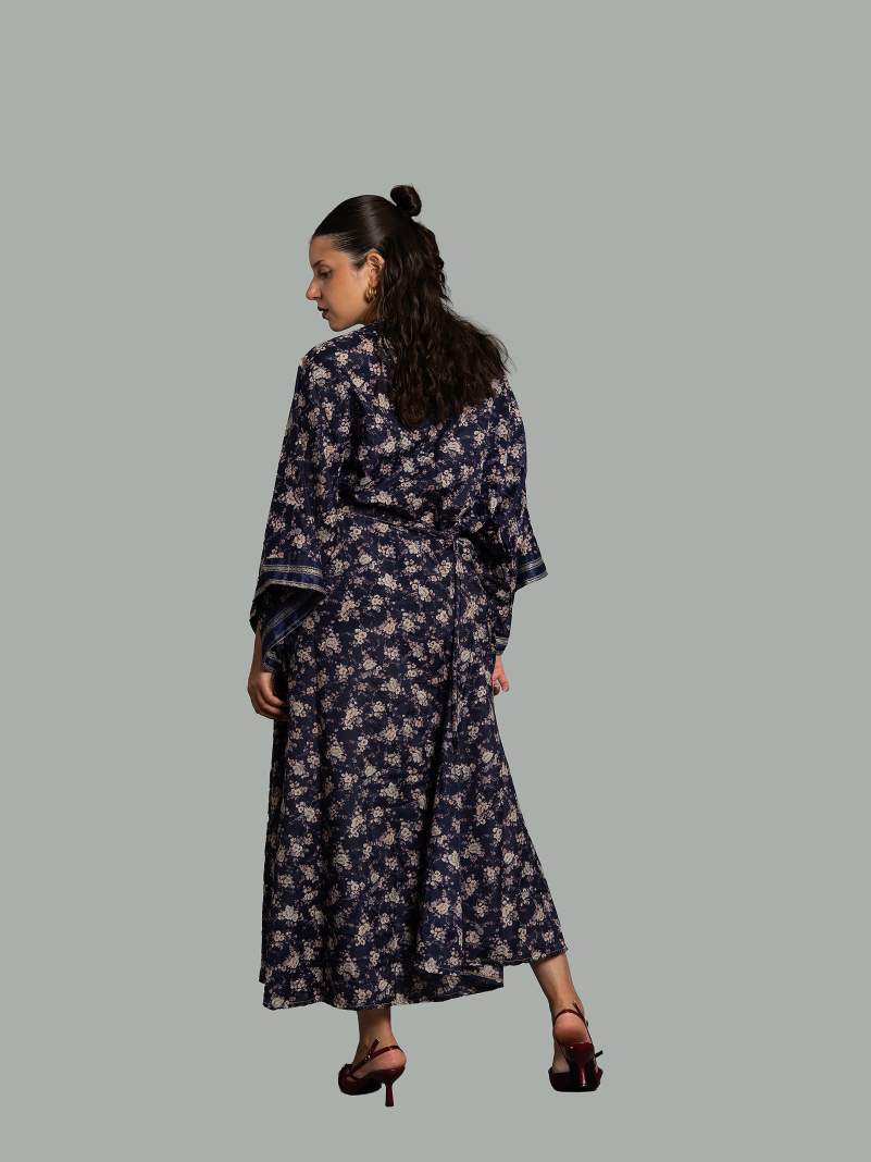 Kimono aperto blu notte - Gujarat
