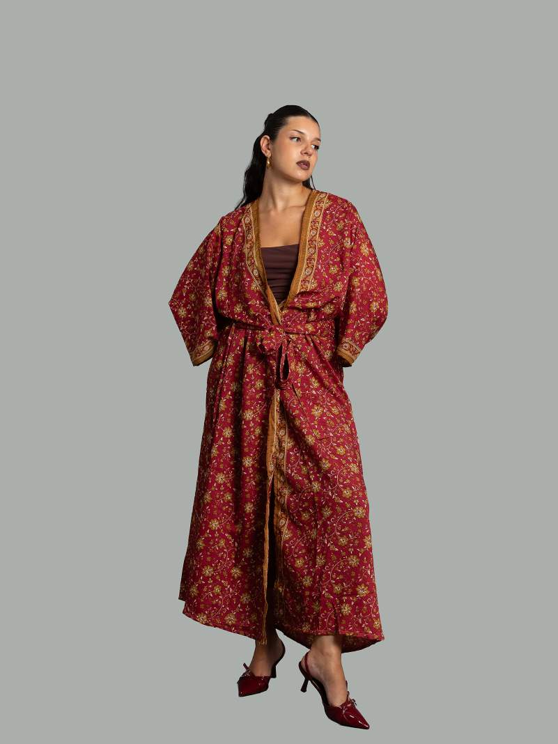 Kimono aperto rosso - Gujarat