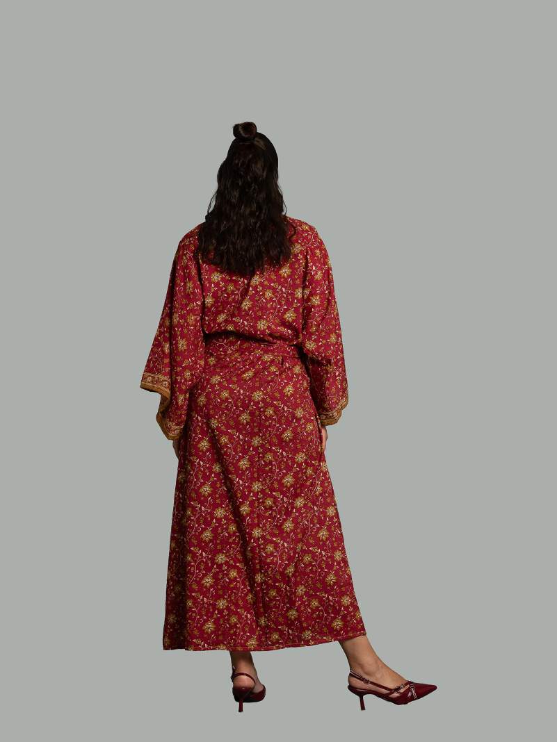 Kimono aperto rosso - Gujarat