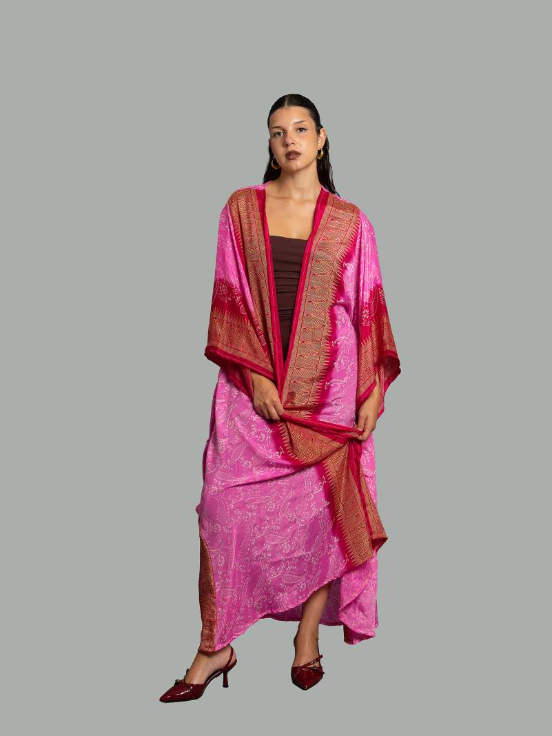 Kimono aperto rosa - Gujarat