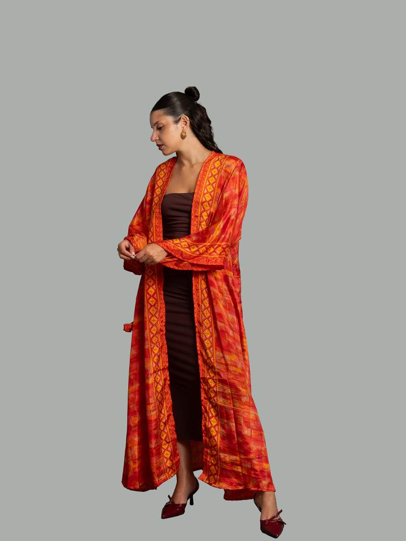 Kimono aperto rosso - Gujarat