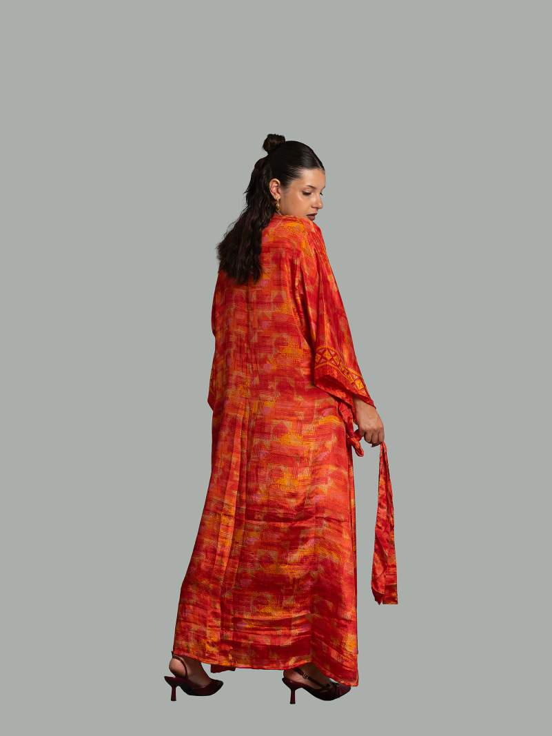 Kimono aperto rosso - Gujarat