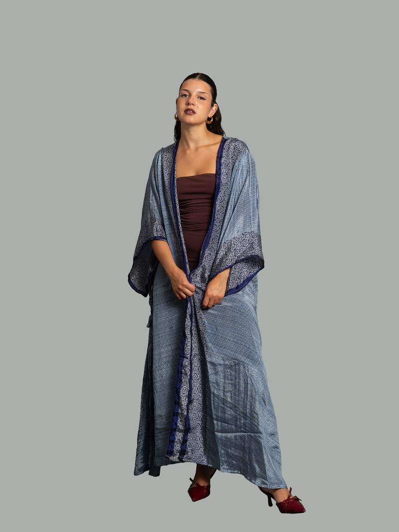 Kimono aperto ceruleo - Gujarat