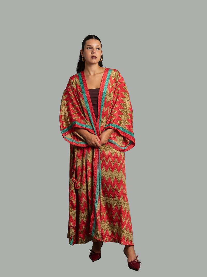 Kimono aperto rosso - Gujarat