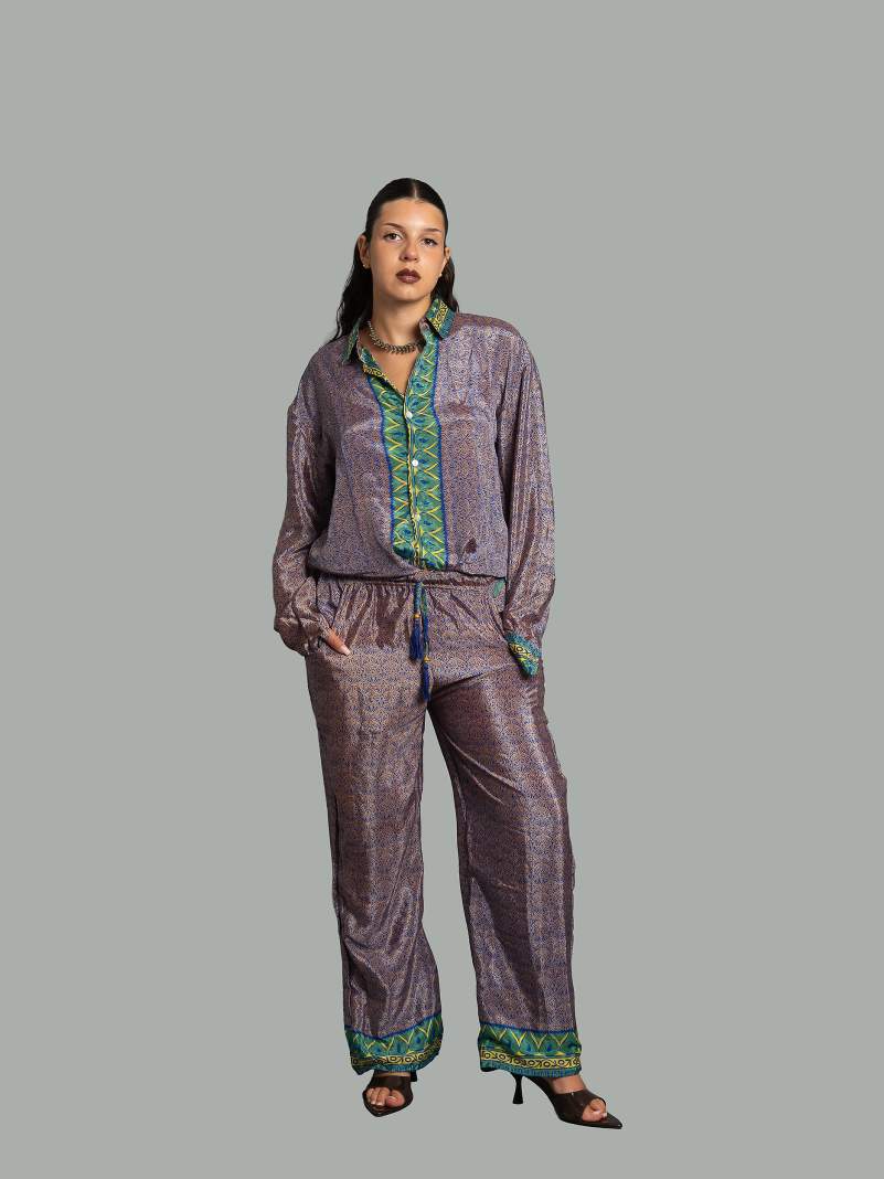 Camicia e Pantalone SM blu e arancione – Punjabi
