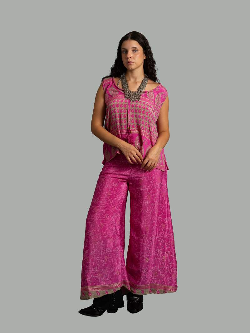 Completo Top smanicato e pantalone rosa - Cochin