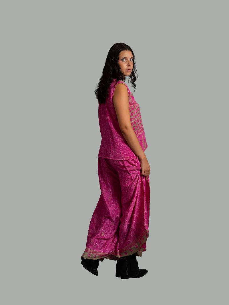 Completo Top smanicato e pantalone rosa - Cochin