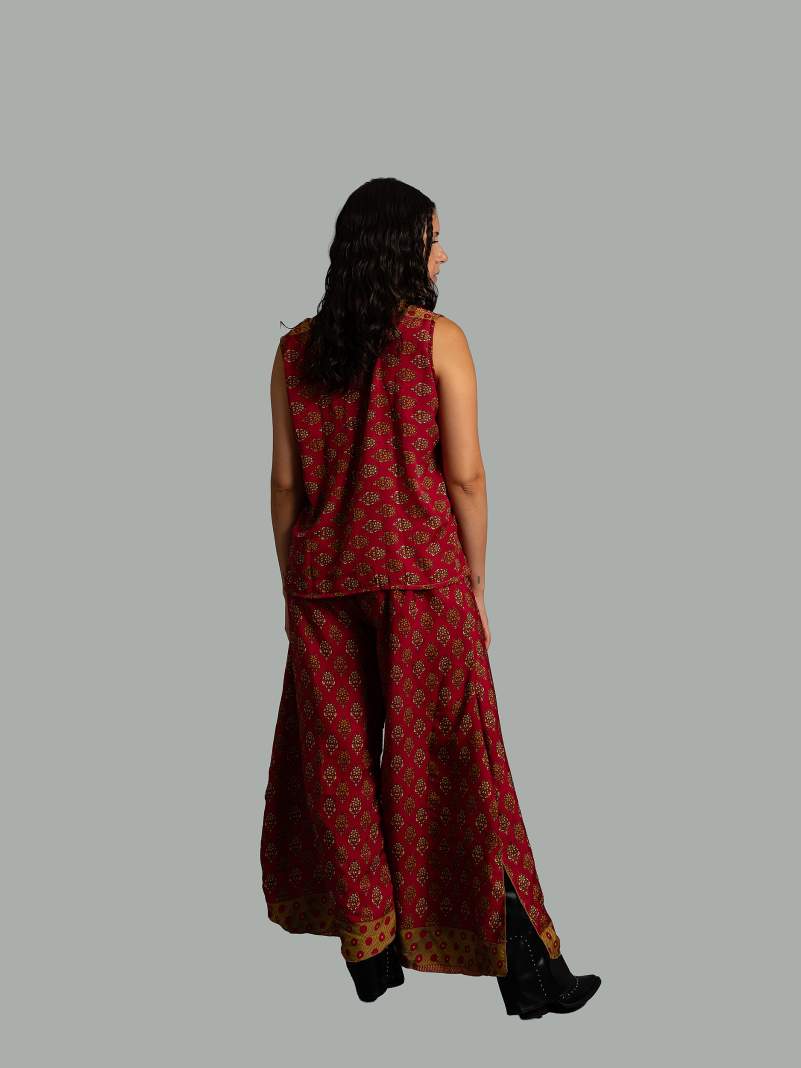 Completo Top smanicato e pantalone rosso - Cochin