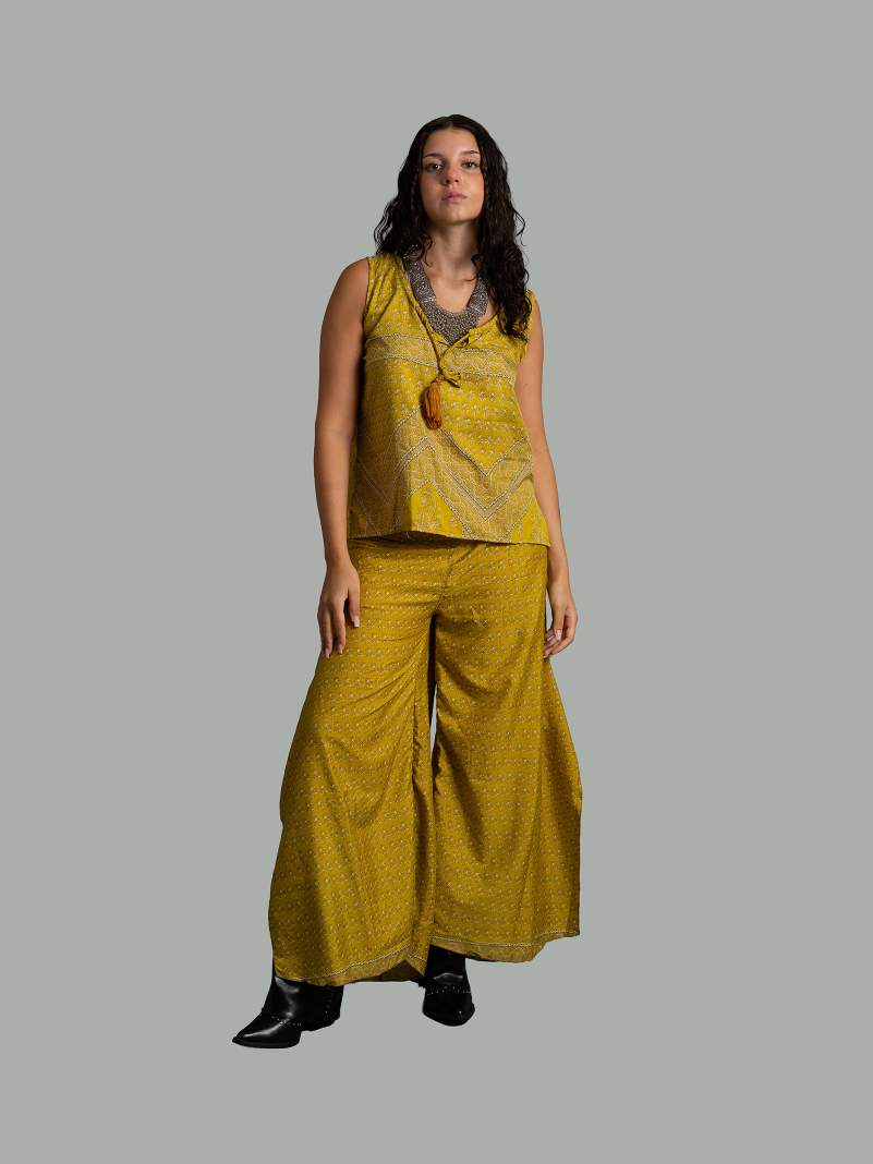 Completo Top smanicato e pantalone giallo - Cochin