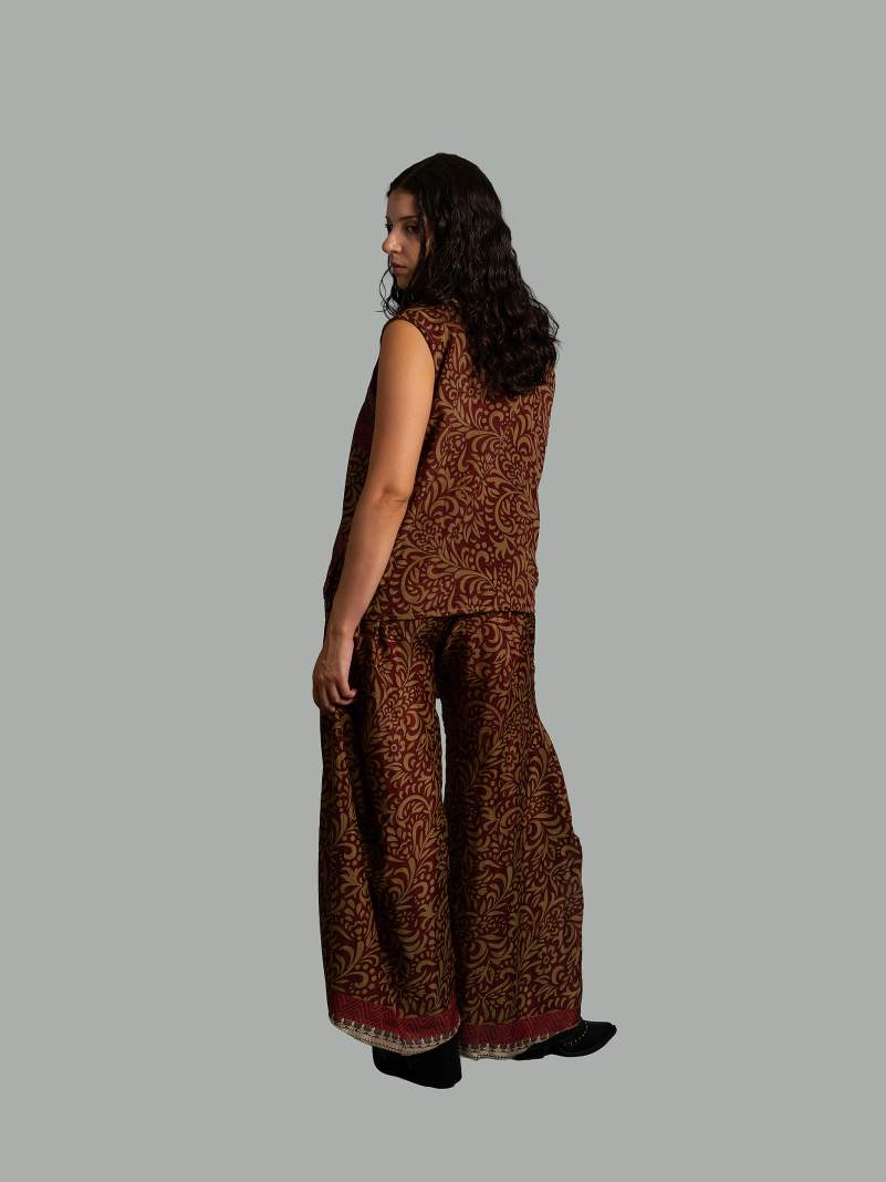 Completo Top smanicato e pantalone amaranto - Cochin
