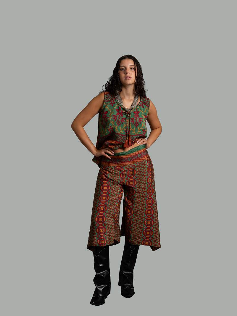 Completo Top smanicato e pantalone zigzag (pantalone corto) - Cochin