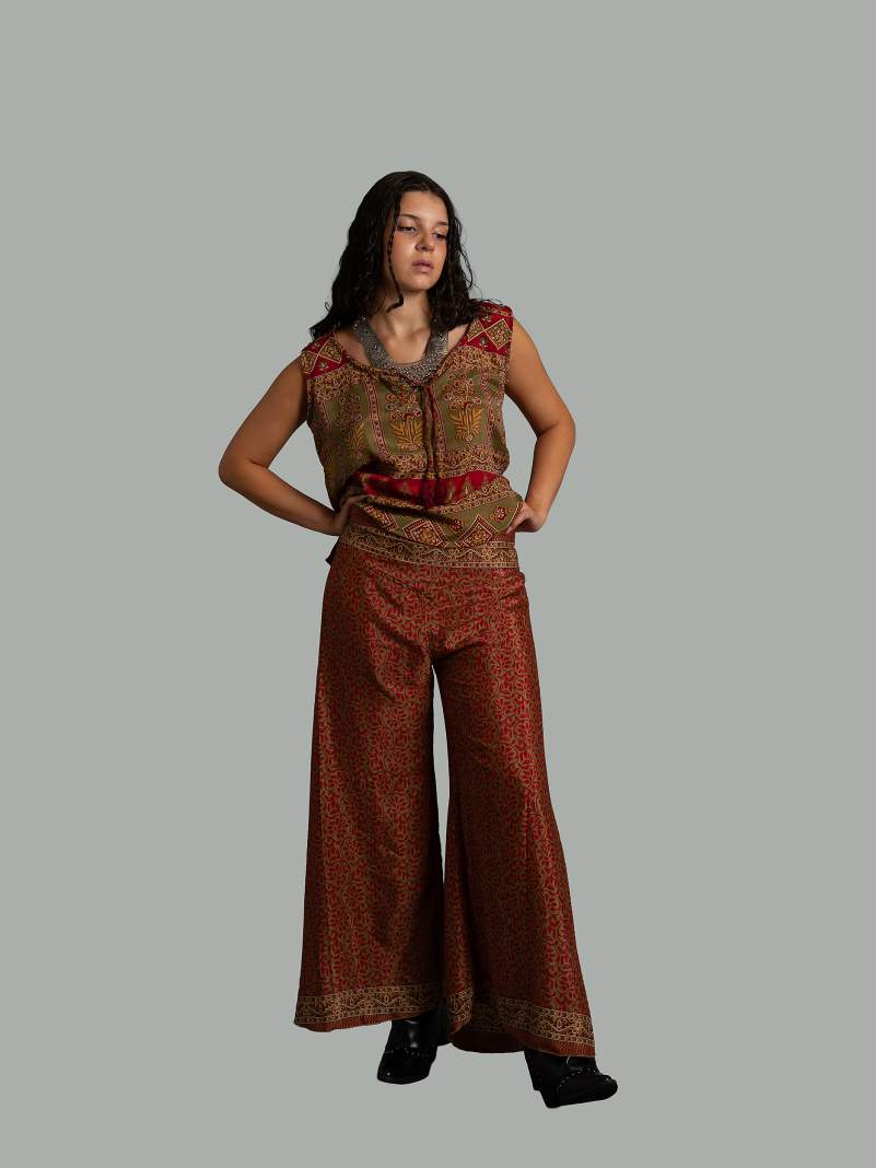 Completo Top smanicato e pantalone rosso - Cochin