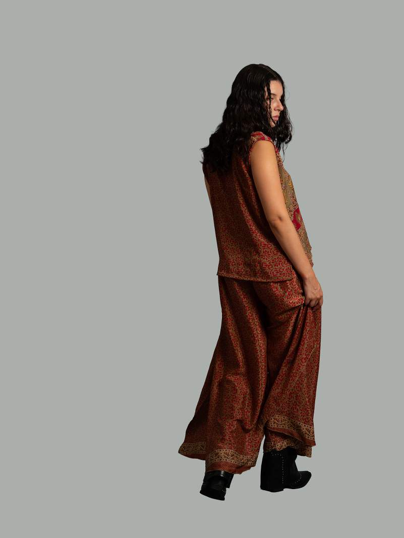 Completo Top smanicato e pantalone rosso - Cochin