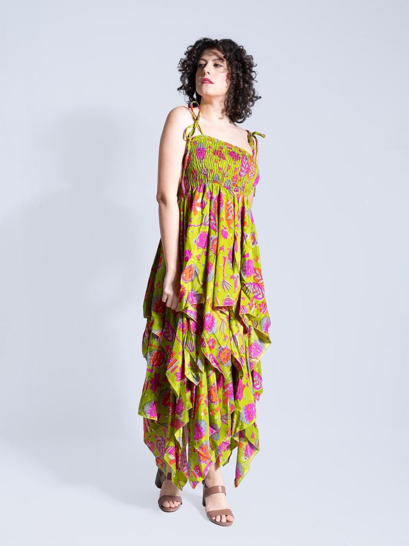 Abito con Elastico e Spalline MUMBAI Buddha Edition – Verde