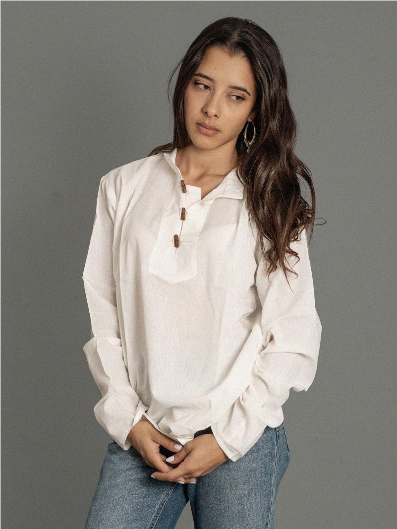 Camicia etnica UNISEX con alamari bianco – Palermo