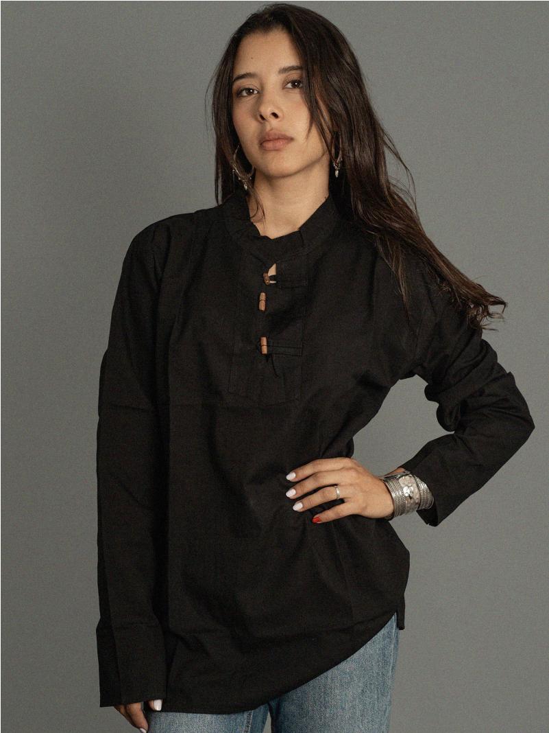 Camicia etnica UNISEX con alamari nero – Palermo