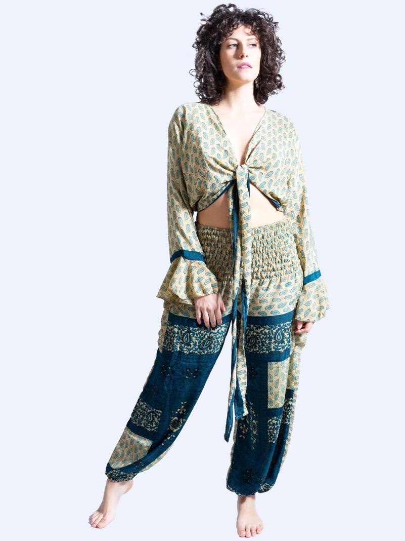 Wrap Top e Pantalone ocra – Punjabi