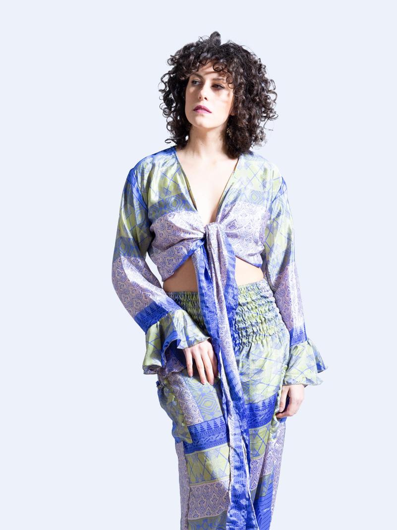 Wrap Top e Pantalone blu – Punjabi