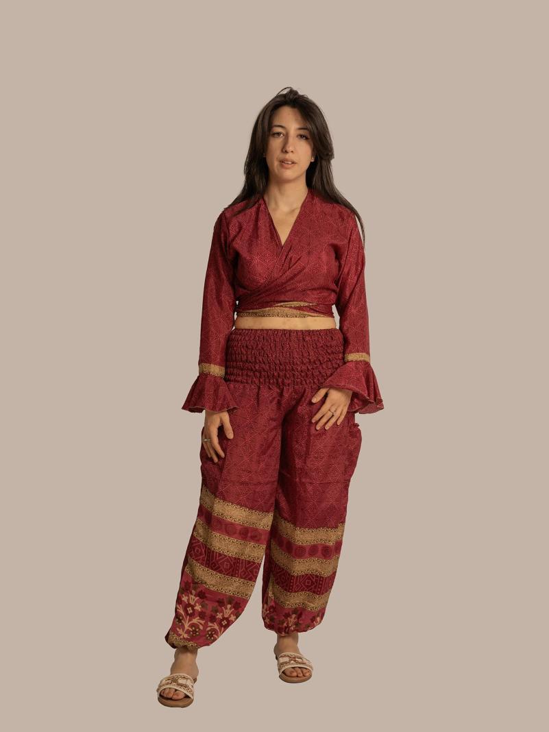 Wrap Top e Pantalone magenta – Punjabi