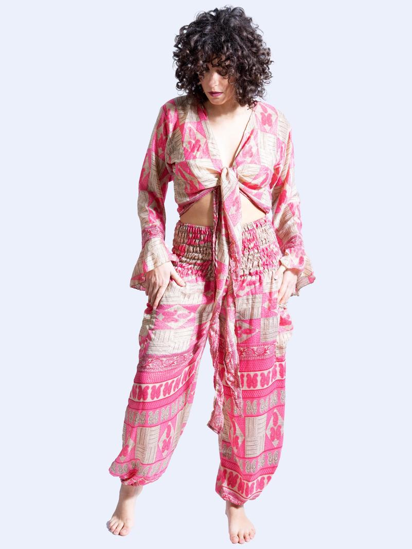 Wrap Top e Pantalone rosa – Punjabi