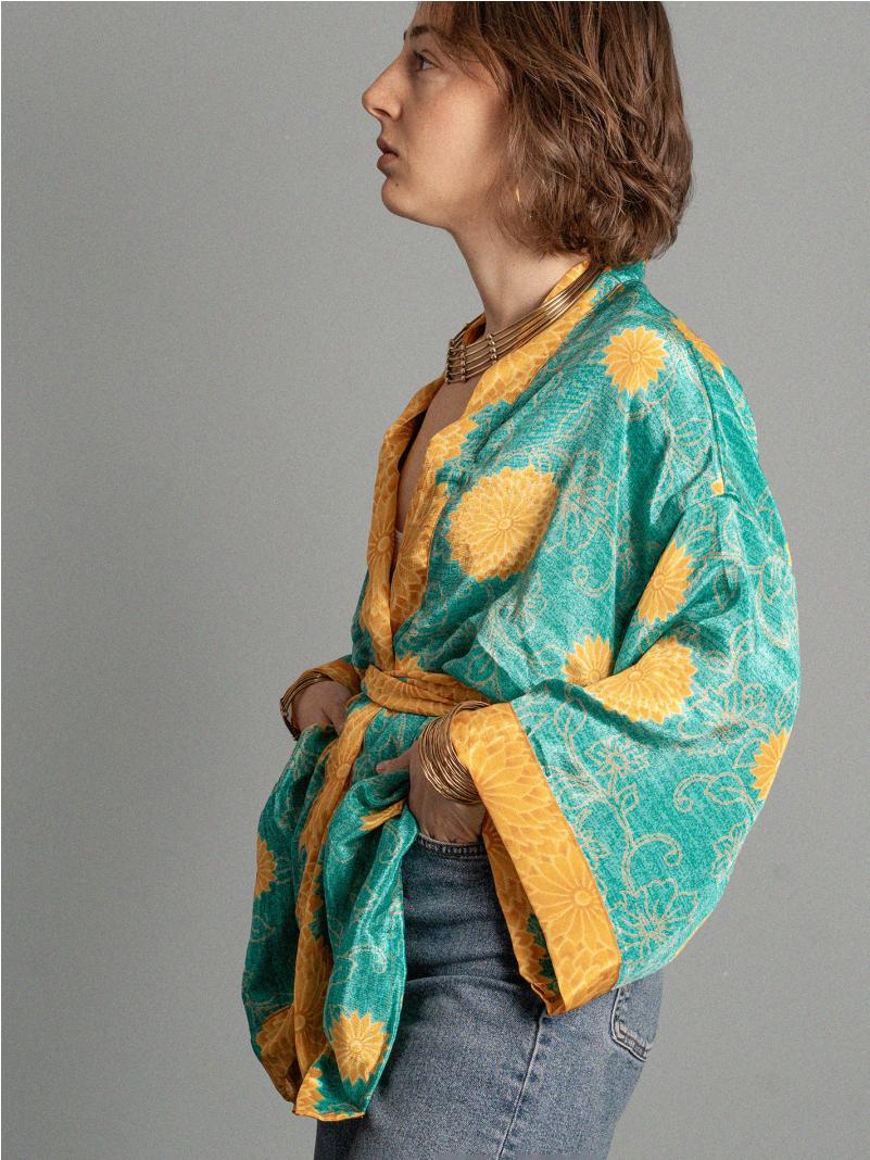 Kimono corto fiori gialli - Kerala