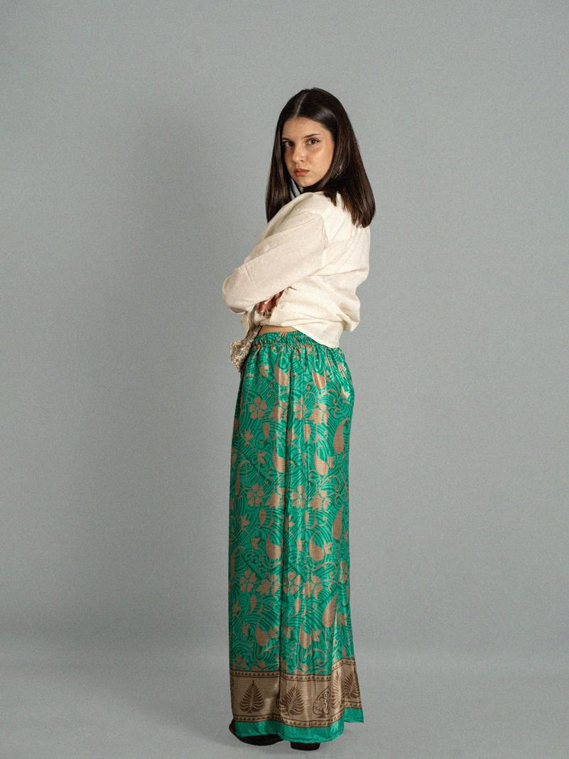 Pantalone LXL verde dettagli oro - Gurgaon