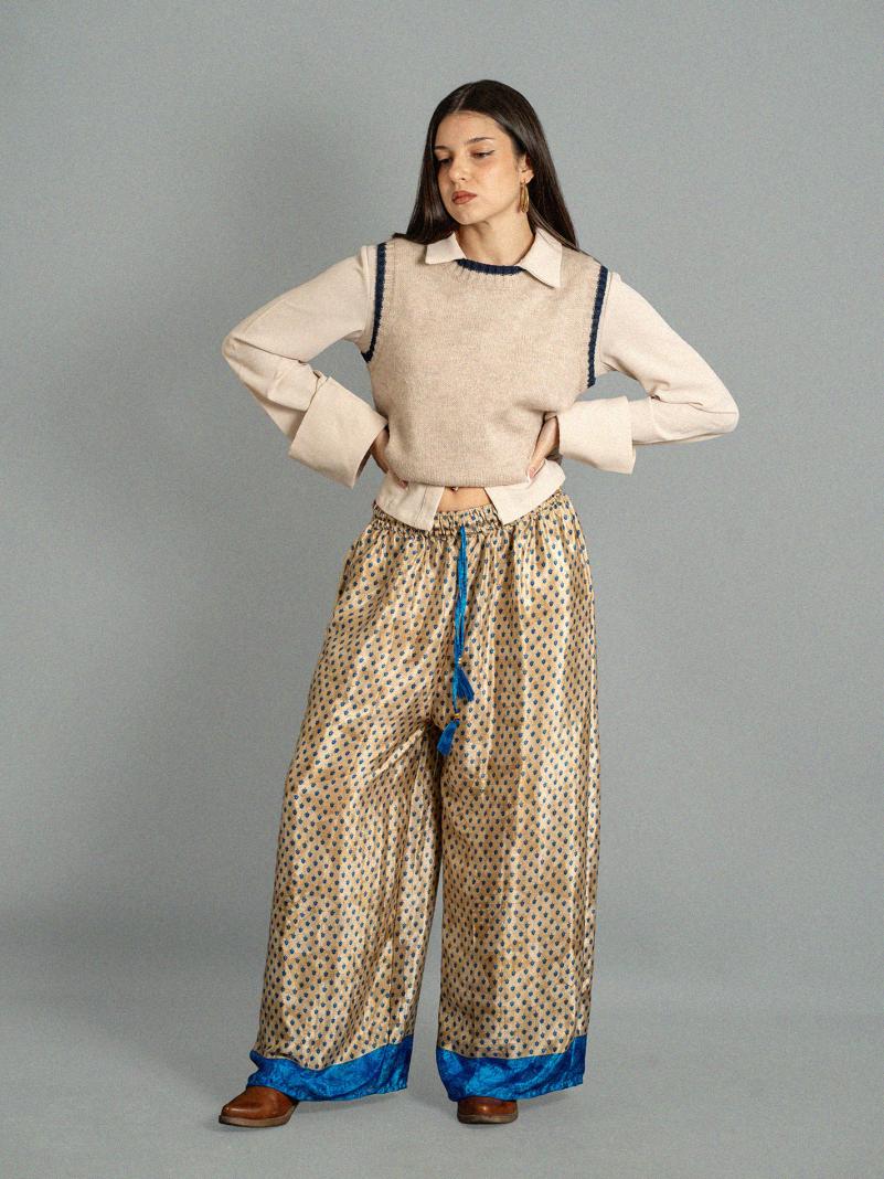 Pantalone SM ocra dettagli blu - Gurgaon