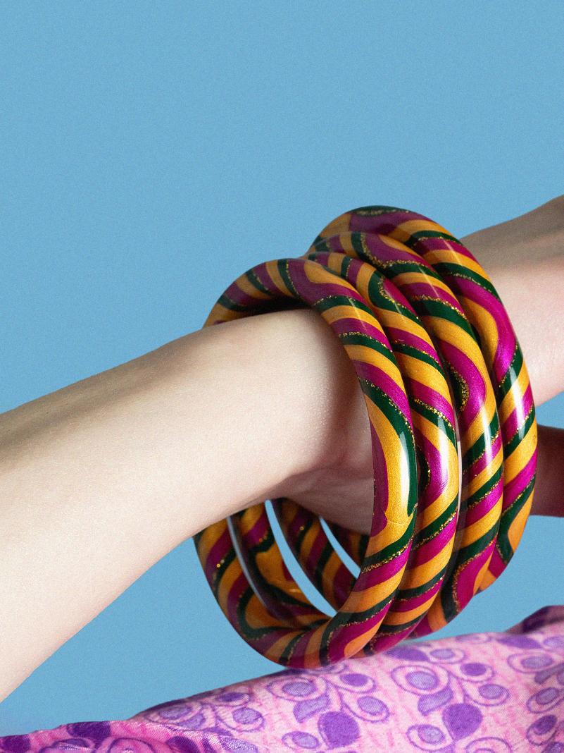 Poker di Bangle Lisci e Sottili - Large - Ø 7 cm