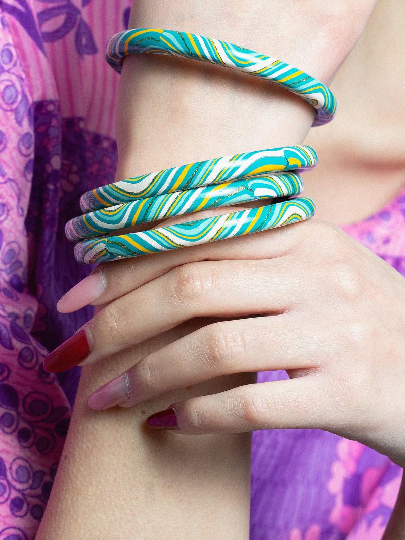 Poker di Bangle Lisci e Sottili - Large - Ø 7 cm