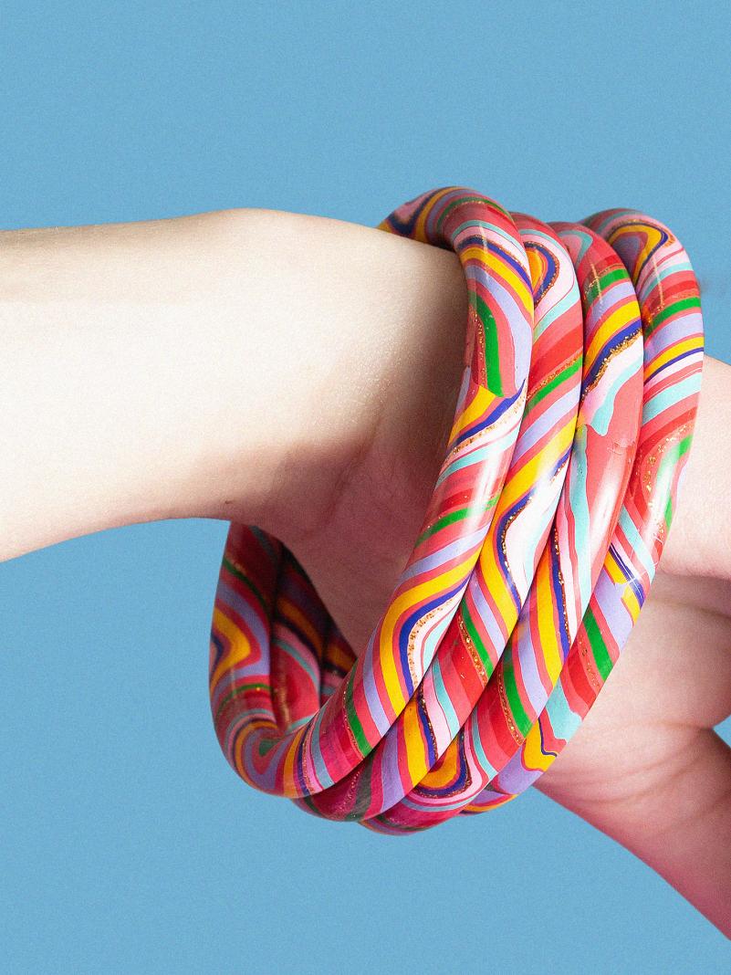 Poker di Bangle Lisci e Sottili - Large - Ø 7 cm