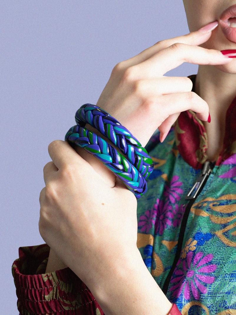 Coppia di Bangle Intrecciati - Large - Ø 7 cm