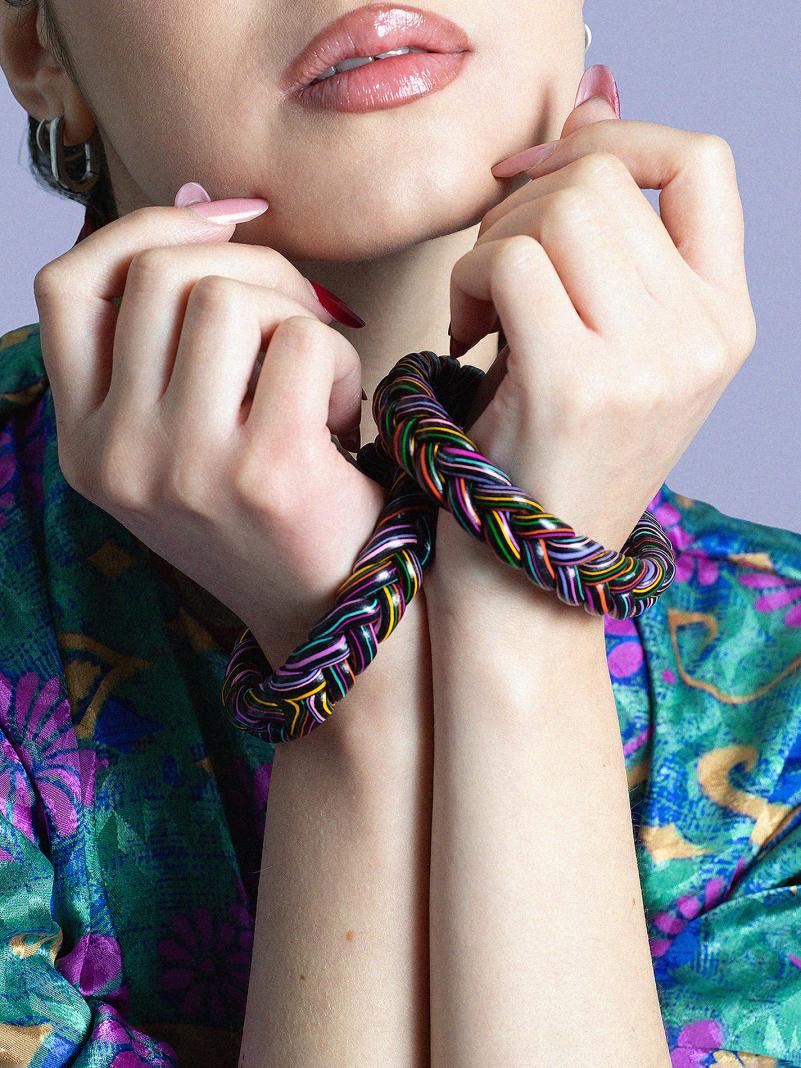 Coppia di Bangle Intrecciati - Large - Ø 7 cm