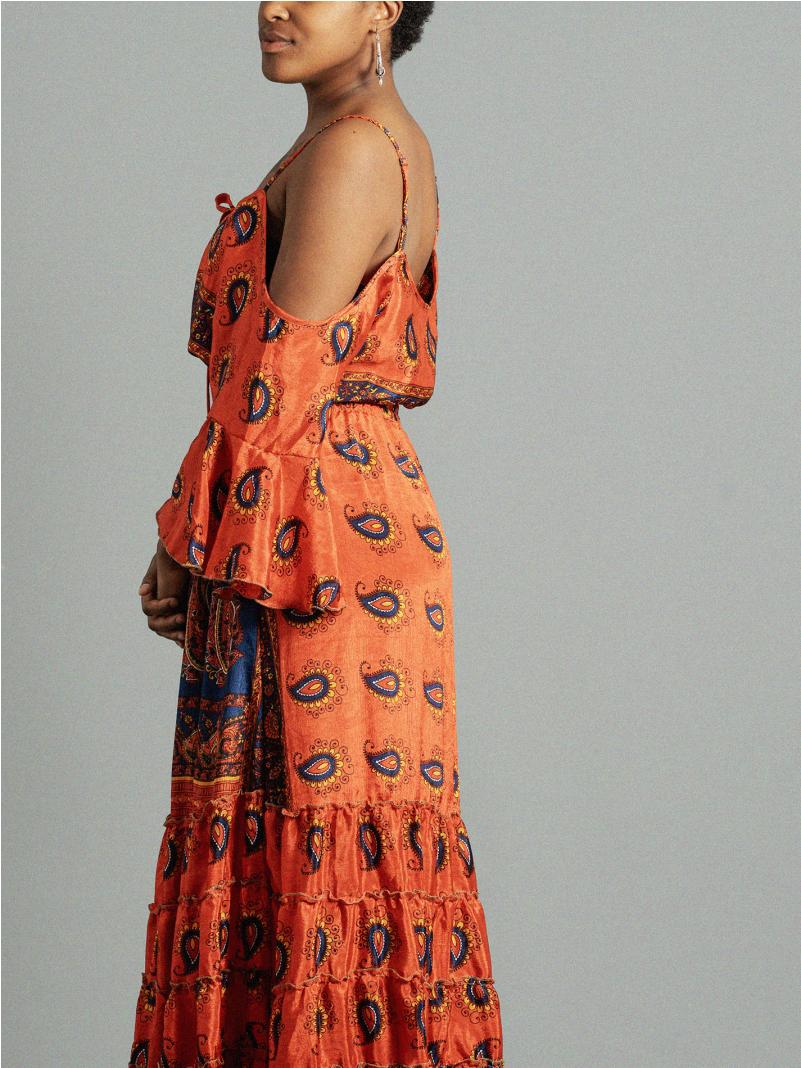 Abito lungo con bretelle arancione - Nagpur