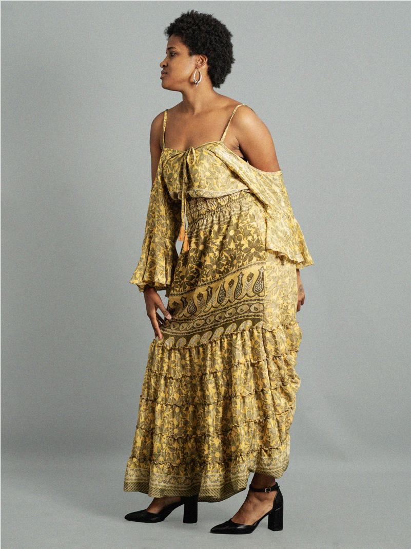 Abito lungo con bretelle giallo - Nagpur