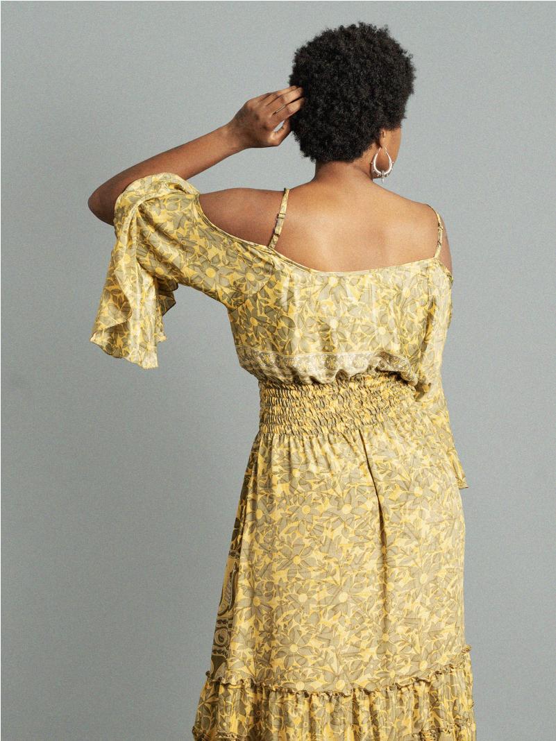 Abito lungo con bretelle giallo - Nagpur