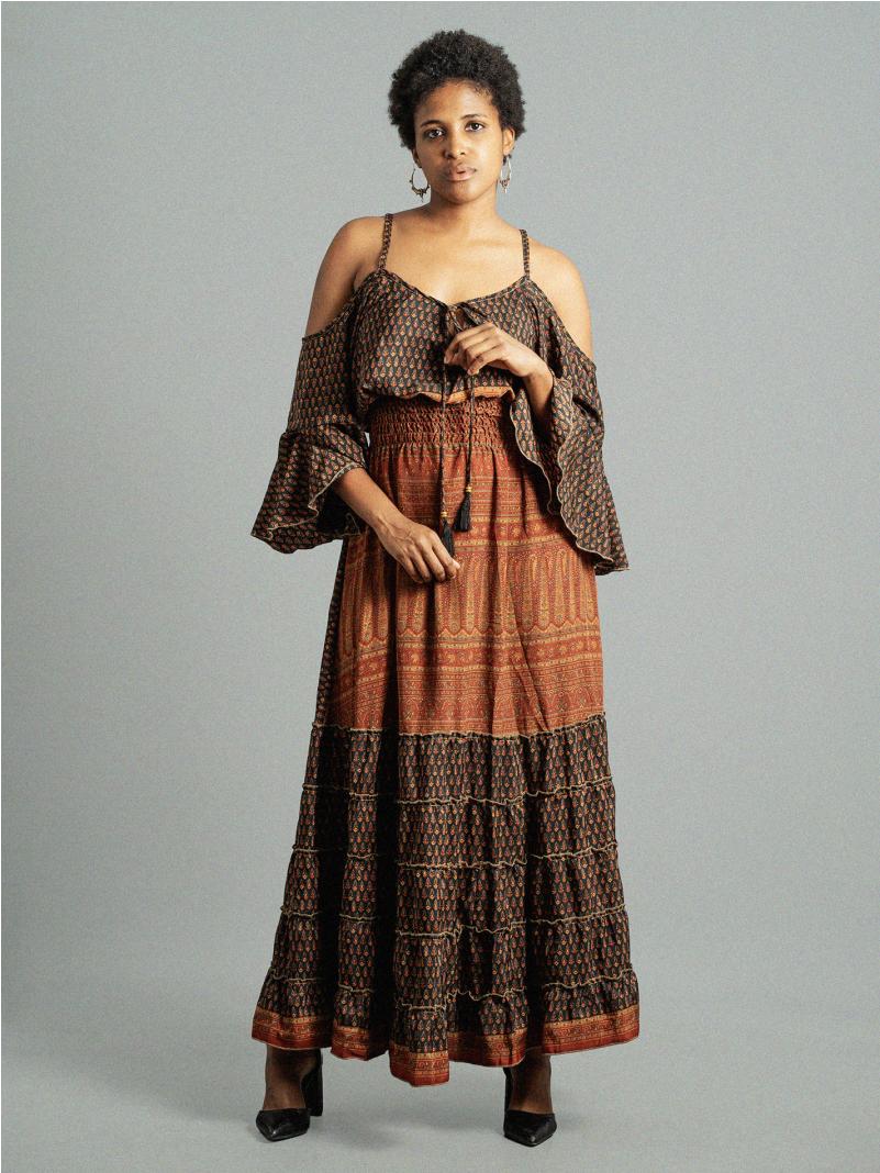 Abito lungo con bretelle nero - Nagpur