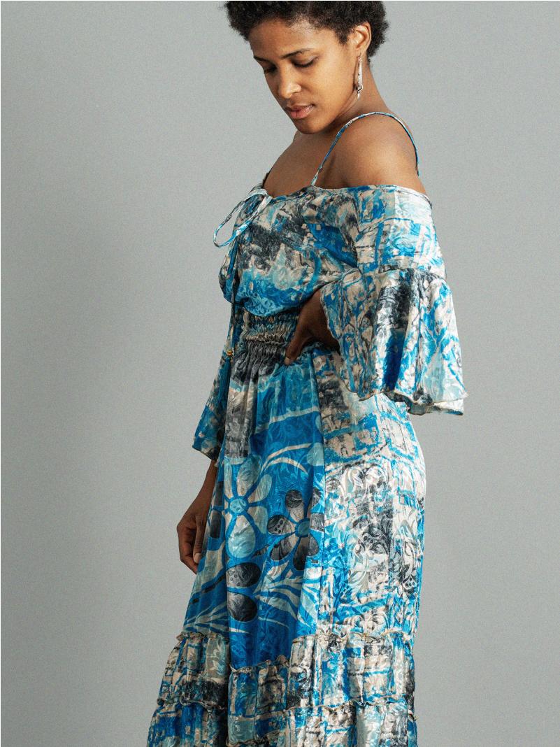 Abito lungo con bretelle azzurro - Nagpur