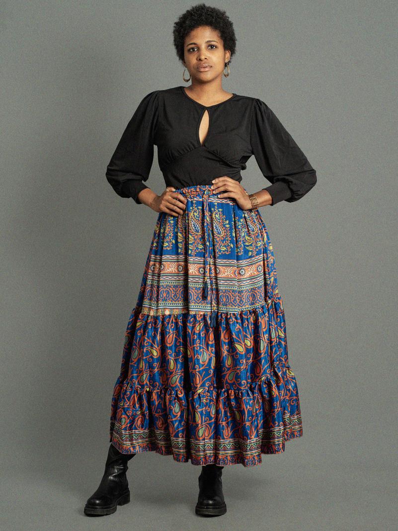 Gonna lunga blu e rosso - Bikaner